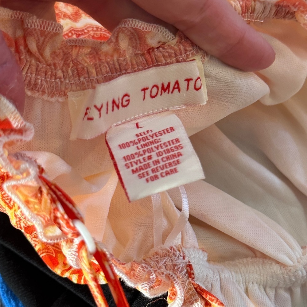Flying‎ Tomato Vibrant Orange Floral Maxi Dress - Size L - Picture 3 of 7